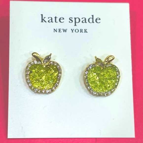 kate spade Jewelry - KATE SPADE NEW YORK ♠️🍏
Granny Smith Sparkling Apple Stud Earrings 🍏